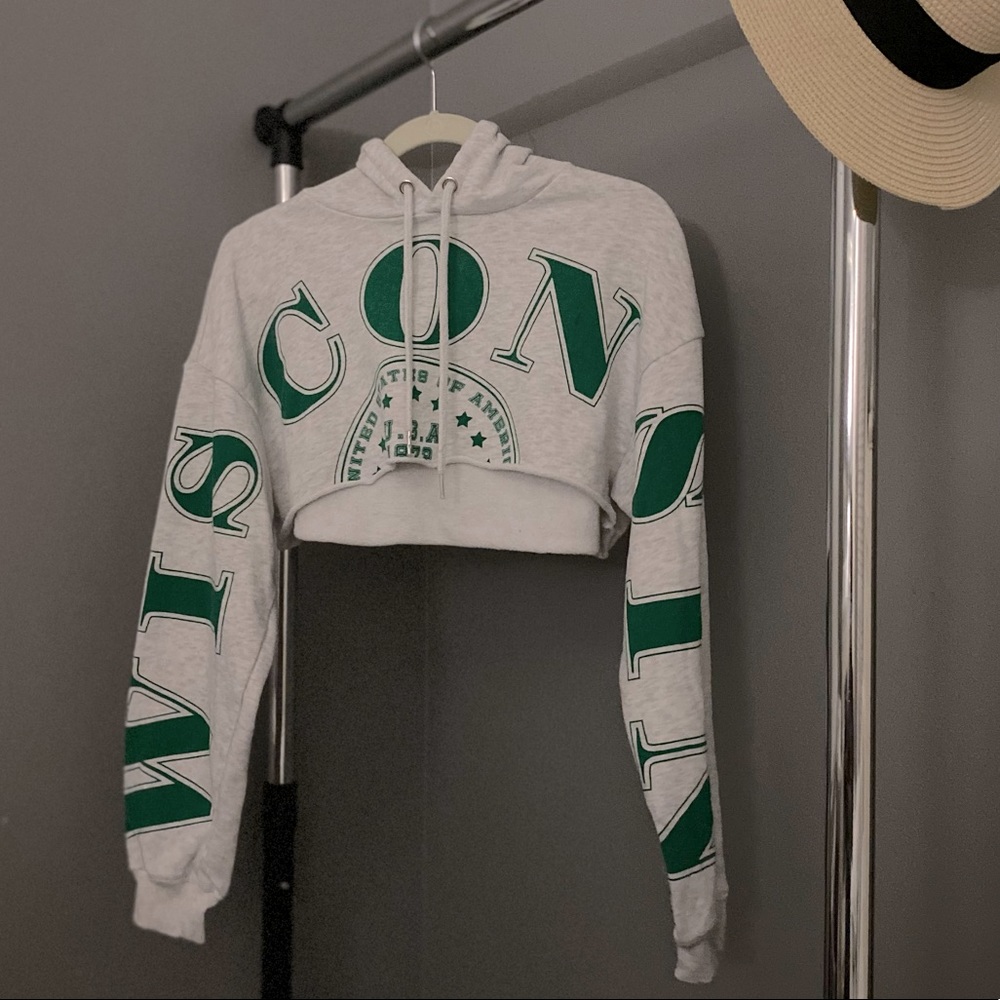 H&M Divided Cropped Wisconsin Hoodie Size Small
